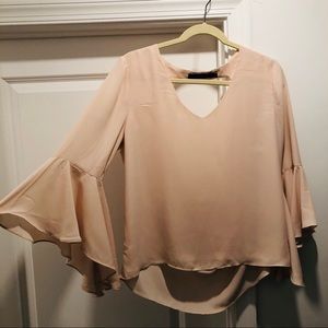 Pale pink, flare sleeve blouse